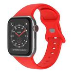 Butterfly Buckle Silicone Watch Band, Size: S For Apple Watch Ultra 49mm&Watch Ultra 2 49mm / Series 9&8&7 45mm / SE 3&SE 2&6&SE&5&4 44mm / 3&2&1 42mm(Red)