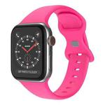 Butterfly Buckle Silicone Watch Band, Size: L For Apple Watch Series 8&7 41mm / SE 2&6&SE&5&4 40mm / 3&2&1 38mm(Barbie Pink)