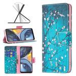 For Motorola Moto G22 Colored Drawing Pattern Leather Phone Case(Plum Blossom)