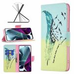 For Motorola Moto G200 5G / Edge S30 5G Colored Drawing Pattern Leather Phone Case(Feather)