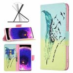 For OPPO Find X5 Colored Drawing Pattern Leather Phone Case(Feather)