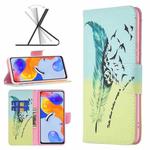 For Xiaomi Redmi Note 11 Pro International Colored Drawing Pattern Leather Phone Case(Feather)