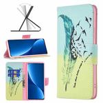 For Xiaomi 12 Pro Colored Drawing Pattern Leather Phone Case(Feather)