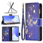 For Honor 50 / Huawei nova 9 Colored Drawing Pattern Zipper Leather Phone Case(Purple Butterfly)