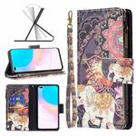 For Honor 50 Lite / Huawei nova 8i Colored Drawing Pattern Zipper Leather Phone Case(Flower Elephants)