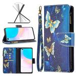 For Honor 50 Lite / Huawei nova 8i Colored Drawing Pattern Zipper Leather Phone Case(Gold Butterfly)