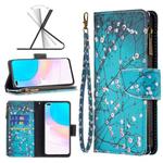 For Honor 50 Lite / Huawei nova 8i Colored Drawing Pattern Zipper Leather Phone Case(Plum Blossom)