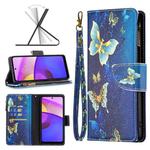 For Motorola Moto E40 / E30 Colored Drawing Pattern Zipper Leather Phone Case(Gold Butterfly)