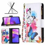 For Motorola Moto E40 / E30 Colored Drawing Pattern Zipper Leather Phone Case(Two Butterflies)