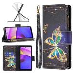 For Motorola Moto E40 / E30 Colored Drawing Pattern Zipper Leather Phone Case(Big Butterfly)