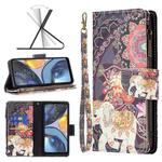 For Motorola Moto G22 Colored Drawing Pattern Zipper Leather Phone Case(Flower Elephants)