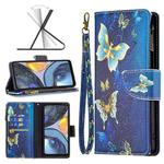 For Motorola Moto G22 Colored Drawing Pattern Zipper Leather Phone Case(Gold Butterfly)
