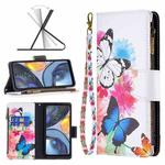 For Motorola Moto G22 Colored Drawing Pattern Zipper Leather Phone Case(Two Butterflies)