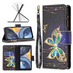 For Motorola Moto G22 Colored Drawing Pattern Zipper Leather Phone Case(Big Butterfly)