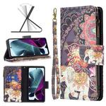 For Motorola Moto G200 5G / Edge S30 5G Colored Drawing Pattern Zipper Leather Phone Case(Flower Elephants)