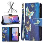For OPPO A96 5G Colored Drawing Pattern Zipper Leather Phone Case(Gold Butterfly)