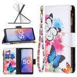 For OPPO A96 5G Colored Drawing Pattern Zipper Leather Phone Case(Two Butterflies)