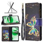 For OPPO Realme C35 Colored Drawing Pattern Zipper Leather Phone Case(Big Butterfly)