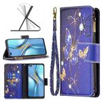 For Honor X20 Colored Drawing Pattern Zipper Leather Phone Case(Purple Butterfly)