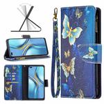 For Honor X20 Colored Drawing Pattern Zipper Leather Phone Case(Gold Butterfly)