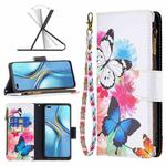 For Honor X20 Colored Drawing Pattern Zipper Leather Phone Case(Two Butterflies)