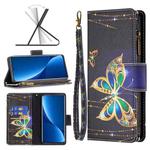For Xiaomi 12 Pro Colored Drawing Pattern Zipper Leather Phone Case(Big Butterfly)