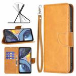 For Motorola Moto G22 Lambskin Texture Pure Color Leather Phone Case(Yellow)
