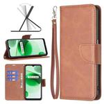 For OPPO Realme C35 Lambskin Texture Pure Color Leather Phone Case(Brown)