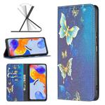 For Xiaomi Redmi Note 11 Pro International Colored Drawing Invisible Magnetic Leather Phone Case(Gold Butterflies)