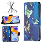 For Xiaomi Redmi Note 11 Pro International Colored Drawing Leather Phone Case(Gold Butterfly)