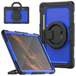 For Samsung Galaxy Tab S8 Ultra Shoulder Strap Silicone + PC Tablet Case(Black Blue)