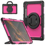 For Samsung Galaxy Tab S8 Ultra Shoulder Strap Silicone + PC Tablet Case(Black Rose Red)