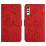 For LG Velvet 2 Pro Skin Feel Butterfly Peony Embossed Leather Phone Case(Red)