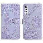 For LG Velvet 2 Pro Skin Feel Butterfly Peony Embossed Leather Phone Case(Purple)