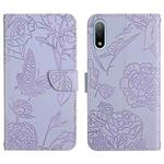 For Sony Xperia ACE II Skin Feel Butterfly Peony Embossed Leather Phone Case(Purple)