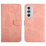 For Motorola Edge X30 Skin Feel Butterfly Peony Embossed Leather Phone Case(Pink)