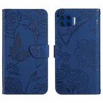 For Motorola Moto G 5G Plus Skin Feel Butterfly Peony Embossed Leather Phone Case(Blue)