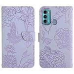 For Motorola Moto G60 Skin Feel Butterfly Peony Embossed Leather Phone Case(Purple)