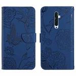 For OPPO Reno2 Z / F Skin Feel Butterfly Peony Embossed Leather Phone Case(Blue)
