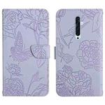 For OPPO Reno2 Z / F Skin Feel Butterfly Peony Embossed Leather Phone Case(Purple)