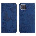 For OPPO Reno4 Z 5G Skin Feel Butterfly Peony Embossed Leather Phone Case(Blue)