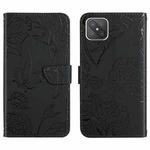 For OPPO Reno4 Z 5G Skin Feel Butterfly Peony Embossed Leather Phone Case(Black)
