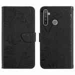 For OPPO Realme 5 Pro Skin Feel Butterfly Peony Embossed Leather Phone Case(Black)