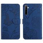 For OPPO Realme 6 Skin Feel Butterfly Peony Embossed Leather Phone Case(Blue)
