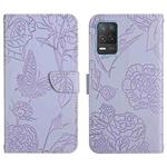 For OPPO Realme 8 5G / V13 5G Skin Feel Butterfly Peony Embossed Leather Phone Case(Purple)