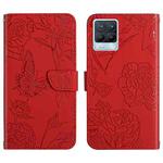 For OPPO Realme 8 / 8 Pro Skin Feel Butterfly Peony Embossed Leather Phone Case(Red)