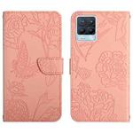 For OPPO Realme 8 / 8 Pro Skin Feel Butterfly Peony Embossed Leather Phone Case(Pink)