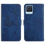 For OPPO Realme 8 / 8 Pro Skin Feel Butterfly Peony Embossed Leather Phone Case(Blue)