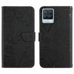 For OPPO Realme 8 / 8 Pro Skin Feel Butterfly Peony Embossed Leather Phone Case(Black)