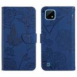 For OPPO Realme C11 Skin Feel Butterfly Peony Embossed Leather Phone Case(Blue)